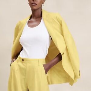 Banana Republic Yellow Linen Blend Blazer Size 4